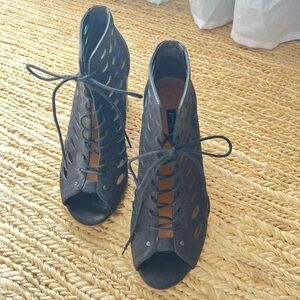 Paul Green Stylish Black Lace-Up Women's Heals